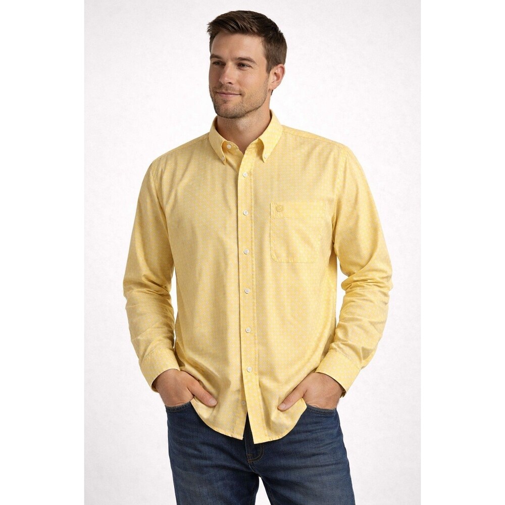 Wrangler George Strait Western Shirt Men XL Yellow Button Down Cowboy